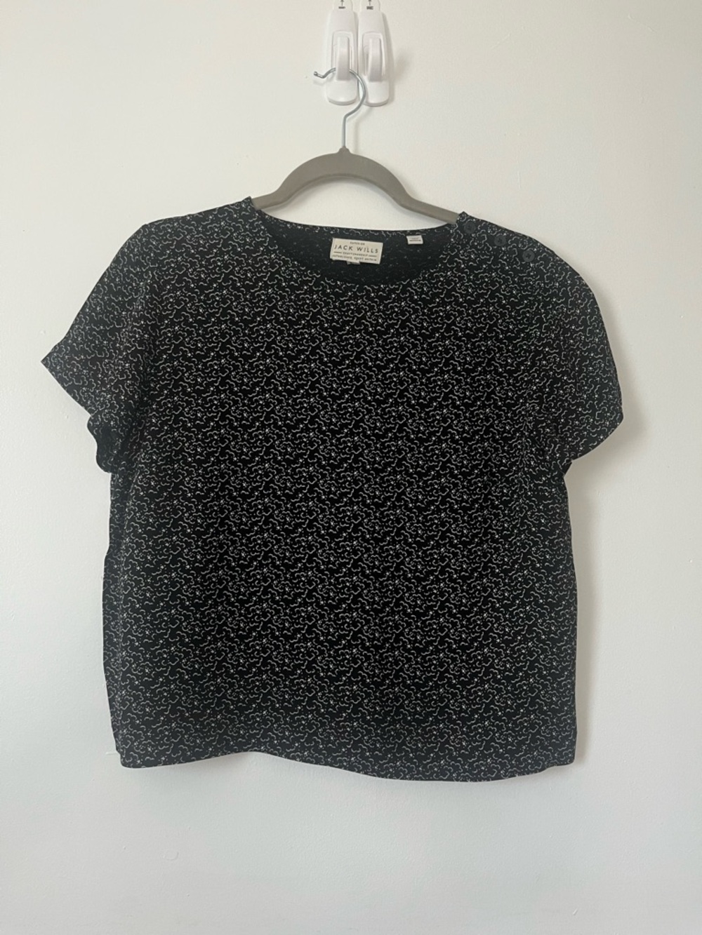 Jack Wills Black Printed Short-Sleeve Blouse